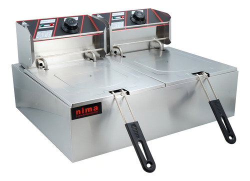 Fritador Comercial Electrico Doble 12 Lts Acero Inoxidable Color Plateado