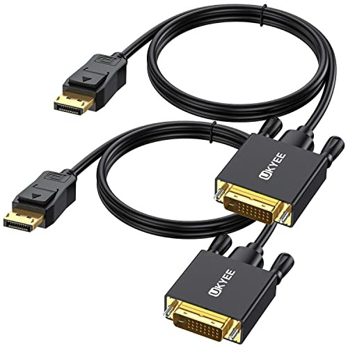 Cable Ukyee Displayport A Dvi De 6 Pies/1,83 M, Paquete De 2