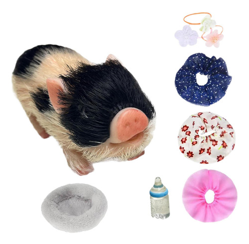 Animal Bonito Porco Boneca Silicone Porco Reborn Porco Preto