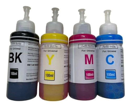 Tinta Universal Dye 4 Colores Apta Para Epson 100 Ml. Pack