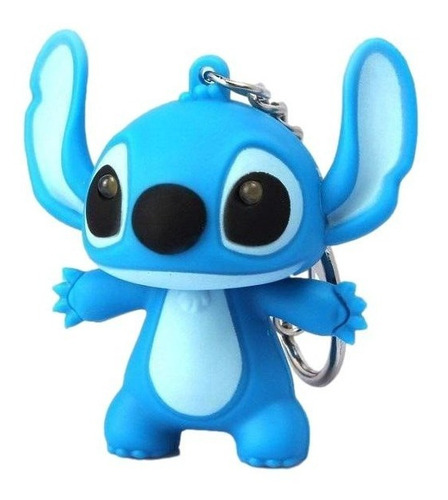 Llavero Figura De Stitch Con Luz Led Y Sonido Color Azul