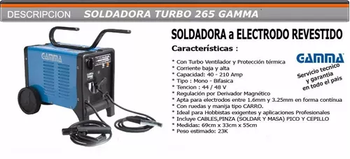 Soldadora Electrica Gamma Turbo 265 Maquina Para Soldar