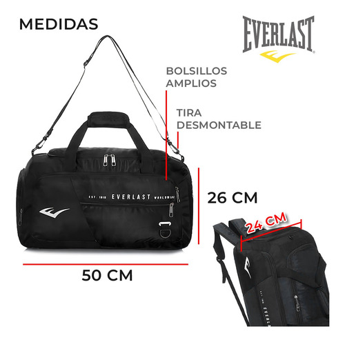 Imagen 2 de 10 de Bolso Mochila Viaje Deportivo Tiras Reforzadas Gym Urbano