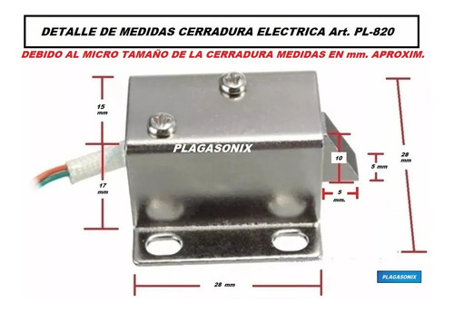 Imagen 2 de 9 de Cerradura Electrica Mini 12vcc Induccion Solenoide Pl820