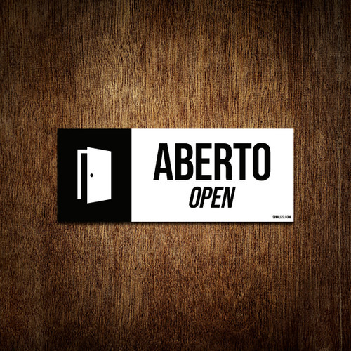 Placa Setor Ícone - Aberto Open 23x9