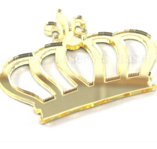 Aplique Coroa  50 Peças Acrílico Espelhado Dourado
