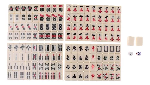 ROWCES Mahjong numerado chinês conjunto 144 peças Mah-Jong conjunto  brinquedo chinês portátil com caixa