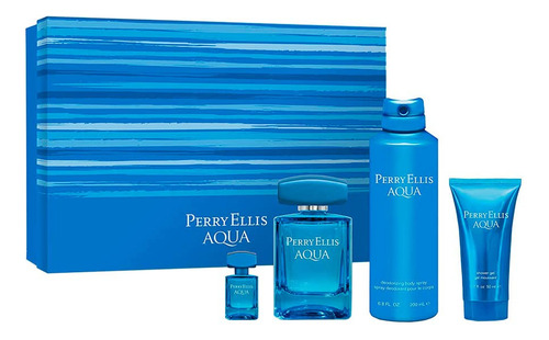 Perry Ellis Aqua Set 4 Piezas De Perry Ellis
