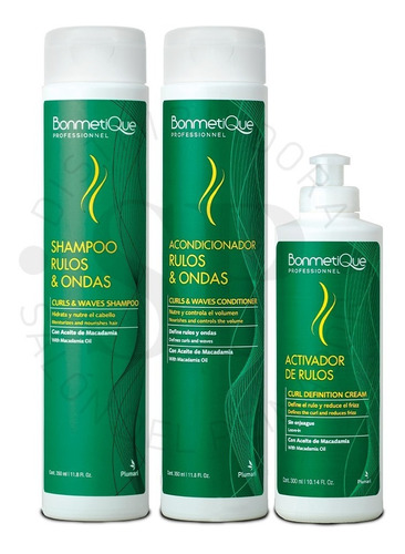 Combo Shampoo +enjuague + Activador Bonmetique Rulos & Ondas