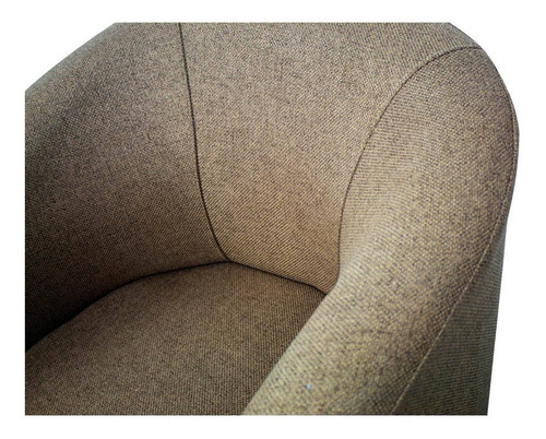 Poltrona Luiza Linho Tabaco Base Madeira - Adj Decor