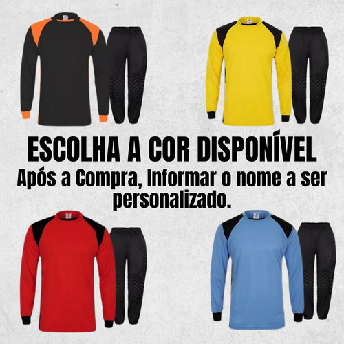 Kit Goleiro Infantil Camisa Calça Acolchoada Uniforme