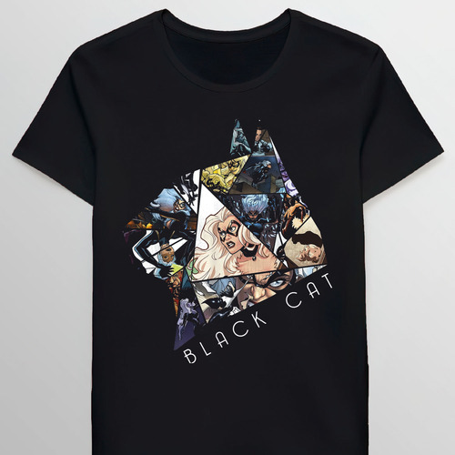 Remera Black C Shattered Collage Action Poses Poste 94695223