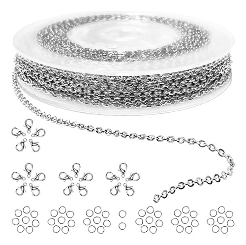 Jishi Cadena De Acero Inoxidable De Plata De 33 Pies, Collar