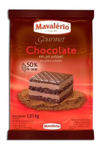 Imagem 1 de 1 de Chocolate Em Pó Solúvel 50% 1kg Mavalério