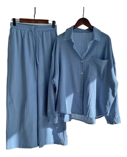 Conjunto De Dos Piezas De Lino Y Algodón Para Mujer