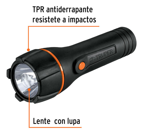Linterna Plástica Led Luz Directa 2 Pilas Aa 80 Lm 13018