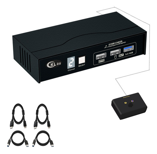 Cklau 8k60hz 4k144hz 2 Puertos Usb 3.0 Kvm Switch Displaypor