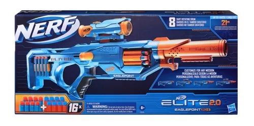 NERF Lança Dardos Elite Disrupter Vermelho Translúcido, com Tambor