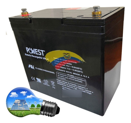 Bateria Sellada Powest 12v 55ah Ups Inversor Panel Solar