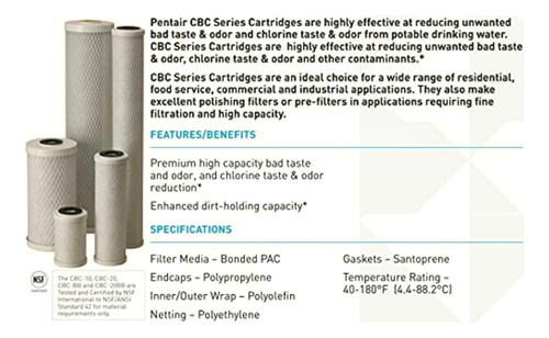 Pentek Cbc Series Carbon Block Filter Cartridge, 0.5 Micron,