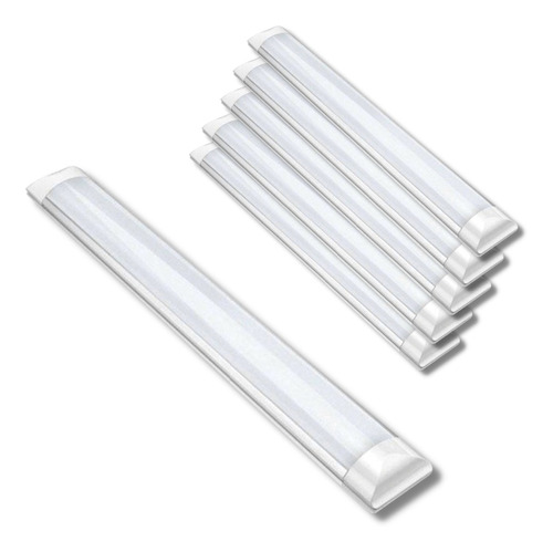 Kit 5 Luminária Linear Tubular 120cm Sobrepor 40w Led 6500k Cor Branco