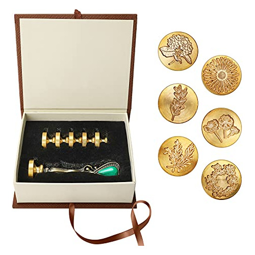 Juego De Sellos De Cera Vintage Wax Seal Set, 6 Piezas,...