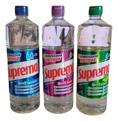 Kit C/ 3 Removedor Perfumado A Base Agua Suprema 1 Litro