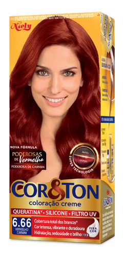 Coloração Niely Cor&ton - Tons Vermelhos - 6.66 Louro Escuro