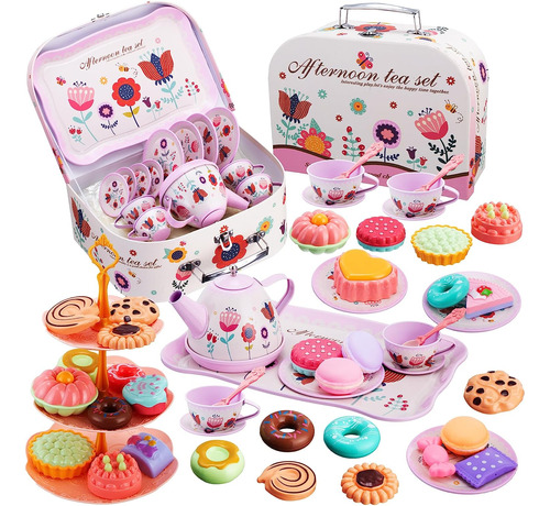 Juego De Té De 46 Piezas Para Niñas Pequeñas, Princess Tea T