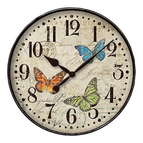 Westclox Ronda Reloj De Pared Diseno De Mariposas 12