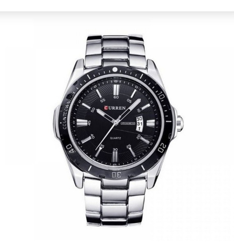 Relógio De Pulso Prata Preto Com Datado Mod 8110 Oferta