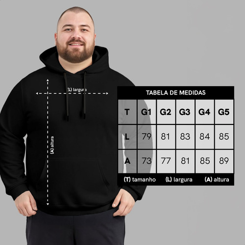 Blusa Moletom Plus Size Liso G1 G2 G3 G4 G5 Algodão Premium