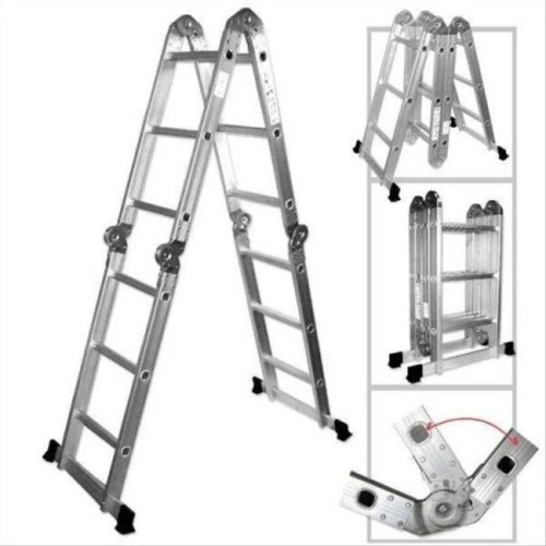 Escalera Plegable Multifuncional 12 Pasos En Aluminio 3,6 Mt