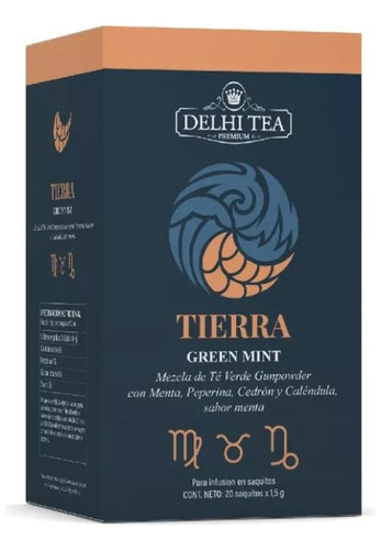 Te Delhi Tea 4 Elementos X 20 Saq. Tierra Green Mint 3 Cajas