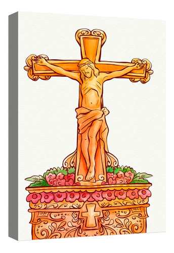 Cuadro Decorativo Canvas Moderno Cristo Cruz Angeles Color Cristo Cruz Imagen 4 Armazón Natural