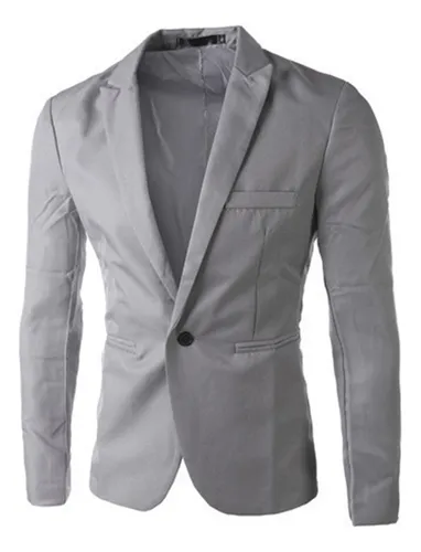 Blazer De Un Solo Botón Para Hombre, Color Liso, Corte Ajust