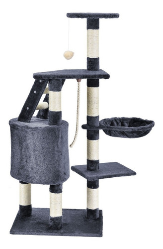 Imagen 4 de 8 de Rascador Casa De Gato Gris Hamaca Doble Soporte Cat402-aj
