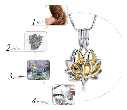 Collar Con Dije De Urna De Loto Con Mini Urna Para Cenizas -