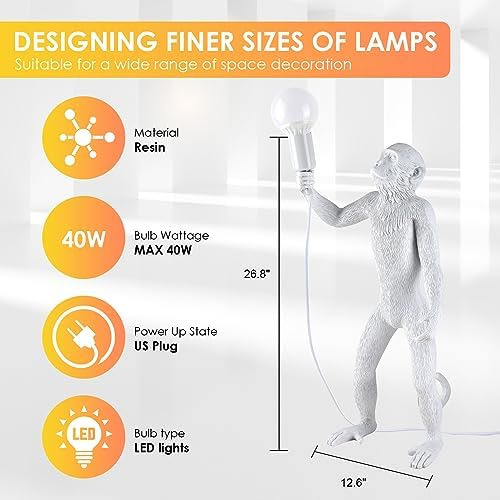 Moderna Lámpara De Mesa De Resina Con Forma De Mono, Lámpara