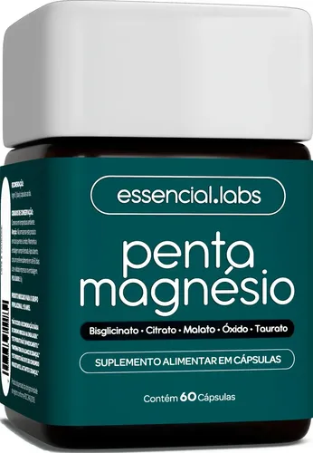 Penta Magnésio - Bisglicinato + Dimalato + Citrato + Taurato + Óxido De Magnésio - A Combinação Perfeita De 5 Magnésios Com Máxima Pureza E Biodisponibilidade - 60 Cápsulas Sem Sabor