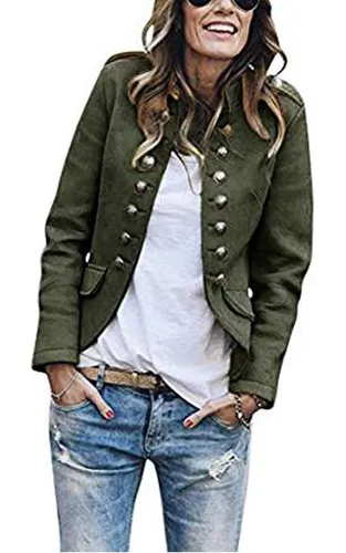 Chamarra verde outlet militar mujer