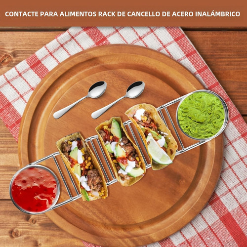 Soportes Para Tacos De Acero Inoxidable, Salsas, Aptos Para