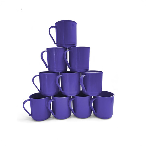30 Canecas Plásticas Coloridas 400ml P/ Escolas Reutilizável Cor Roxo
