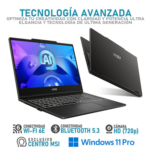 Laptop Msi Venture 15 Ai Core Ultra 7 155h 16gb 512gb