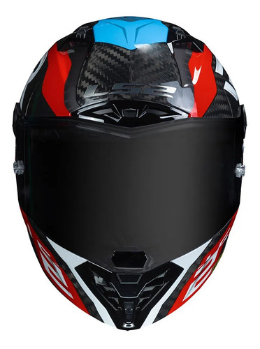Capacete Fechado Ls2 F805 Thunder Carbon Supra Azul Vermelho
