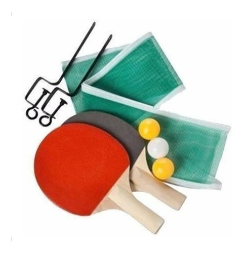 Set Ping Pong 2 Paletas 3 Pelotas Red Y Soporte Mesa Juego C