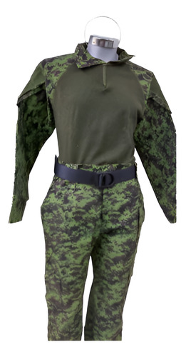 Traje Táctico Verde Pixel Camisa Pantalón Cinto Talla 44
