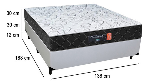 Cama Box Casal + Colchão Semi Ortopédico Extra Firme D33 Cor Branco