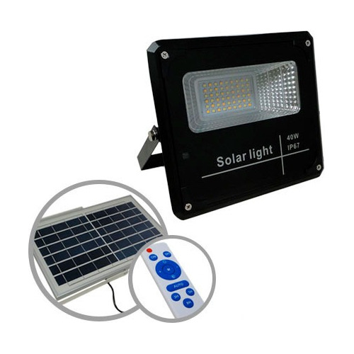 Proyector Led 40w Con Panel Solar Y Control Remoto Exterior