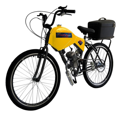 Bicicleta Motorizada 80cc Carenada Cargo Rocket Cor Amarelo Summer
